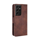 For Samsung Galaxy S21 Ultra 5G Skin Feel Calf Pattern Horizontal Flip Leather Case with Holder & Card Slots & Photo Frame(Brown)