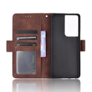 For Samsung Galaxy S21 Ultra 5G Skin Feel Calf Pattern Horizontal Flip Leather Case with Holder & Card Slots & Photo Frame(Brown)