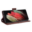 For Samsung Galaxy S21 Ultra 5G Skin Feel Calf Pattern Horizontal Flip Leather Case with Holder & Card Slots & Photo Frame(Brown)