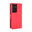 For Samsung Galaxy S21 Ultra 5G Skin Feel Calf Pattern Horizontal Flip Leather Case with Holder & Card Slots & Photo Frame(Red)
