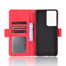 For Samsung Galaxy S21 Ultra 5G Skin Feel Calf Pattern Horizontal Flip Leather Case with Holder & Card Slots & Photo Frame(Red)