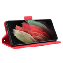 For Samsung Galaxy S21 Ultra 5G Skin Feel Calf Pattern Horizontal Flip Leather Case with Holder & Card Slots & Photo Frame(Red)