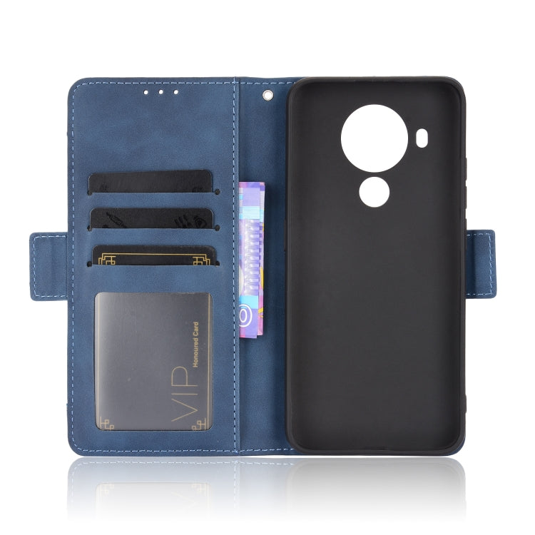 For Nokia 5.4 Skin Feel Calf Pattern Horizontal Flip Leather Case with Holder & Card Slots & Photo Frame(Blue)