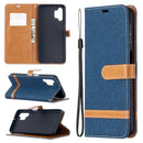 For Samsung Galaxy A32 5G Color Matching Denim Texture Horizontal Flip Leather Case with Holder & Card Slots & Wallet & Lanyard(Dark Blue)