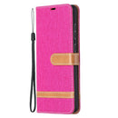 For Samsung Galaxy A72 5G / 4G Color Matching Denim Texture Horizontal Flip Leather Case with Holder & Card Slots & Wallet & Lanyard(Rose Red)