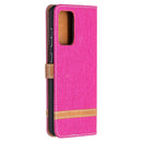 For Samsung Galaxy A72 5G / 4G Color Matching Denim Texture Horizontal Flip Leather Case with Holder & Card Slots & Wallet & Lanyard(Rose Red)