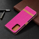 For Samsung Galaxy A72 5G / 4G Color Matching Denim Texture Horizontal Flip Leather Case with Holder & Card Slots & Wallet & Lanyard(Rose Red)
