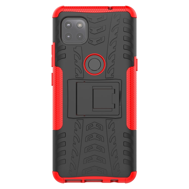 For Motorola Moto G 5G Tire Texture Shockproof TPU+PC Protective Case with Holder(Red)