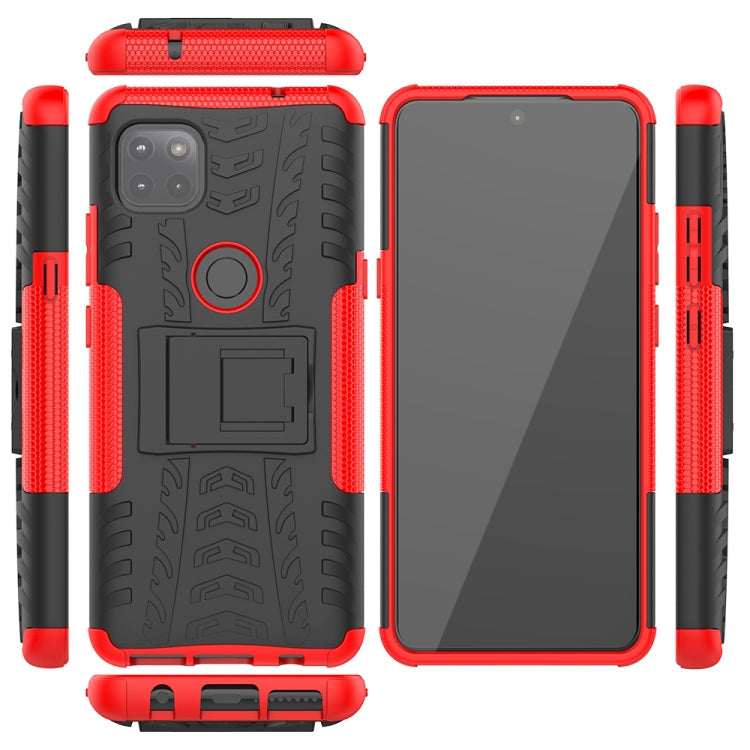 For Motorola Moto G 5G Tire Texture Shockproof TPU+PC Protective Case with Holder(Red)