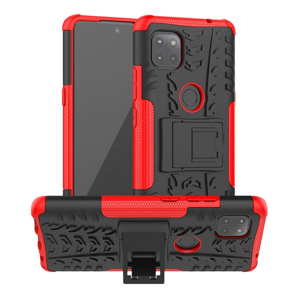 For Motorola Moto G 5G Tire Texture Shockproof TPU+PC Protective Case with Holder(Red)
