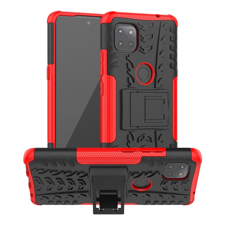 For Motorola Moto G 5G Tire Texture Shockproof TPU+PC Protective Case with Holder(Red)