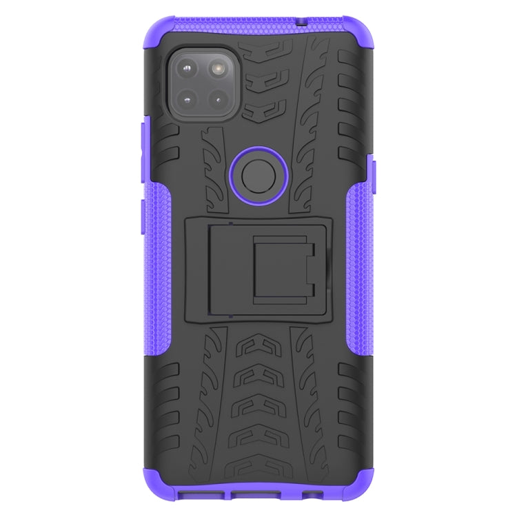 For Motorola Moto G 5G Tire Texture Shockproof TPU+PC Protective Case with Holder(Purple)