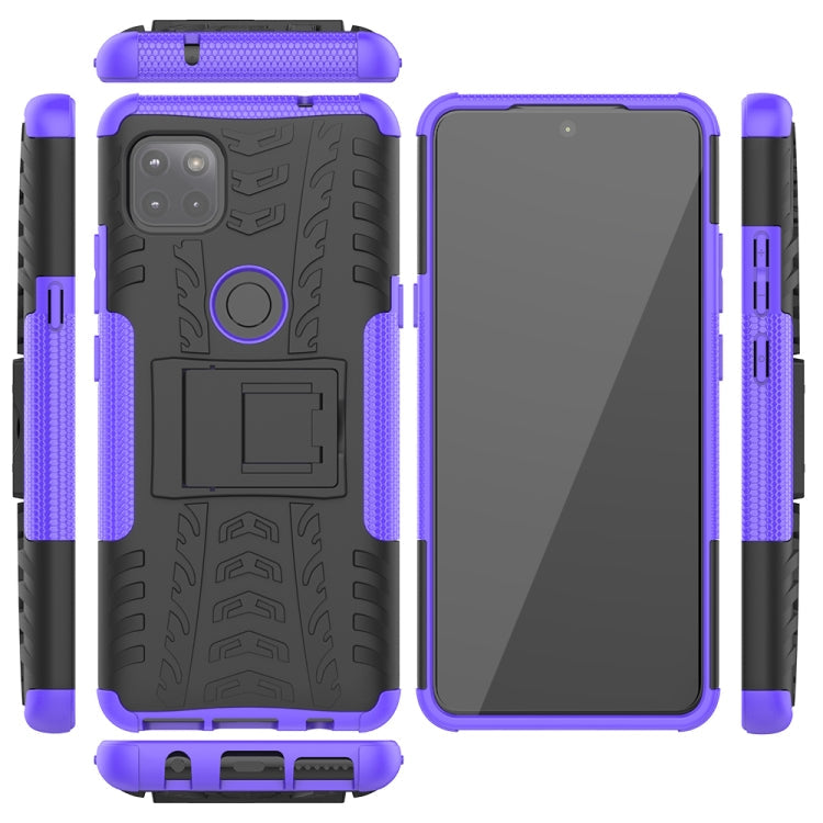 For Motorola Moto G 5G Tire Texture Shockproof TPU+PC Protective Case with Holder(Purple)