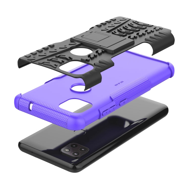 For Motorola Moto G 5G Tire Texture Shockproof TPU+PC Protective Case with Holder(Purple)