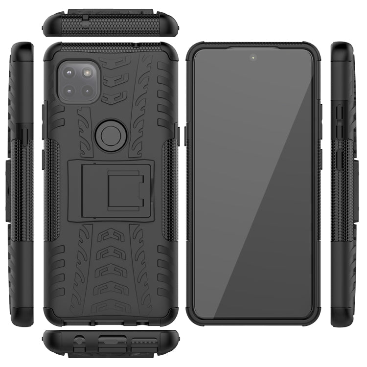 For Motorola Moto G 5G Tire Texture Shockproof TPU+PC Protective Case with Holder(Black)