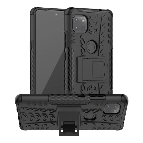 For Motorola Moto G 5G Tire Texture Shockproof TPU+PC Protective Case with Holder(Black)