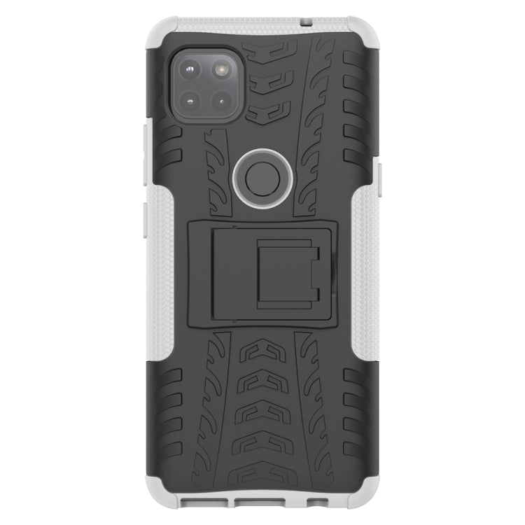 For Motorola Moto G 5G Tire Texture Shockproof TPU+PC Protective Case with Holder(White)