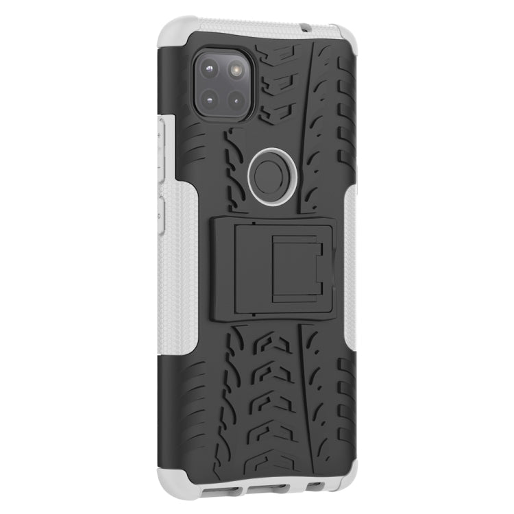 For Motorola Moto G 5G Tire Texture Shockproof TPU+PC Protective Case with Holder(White)