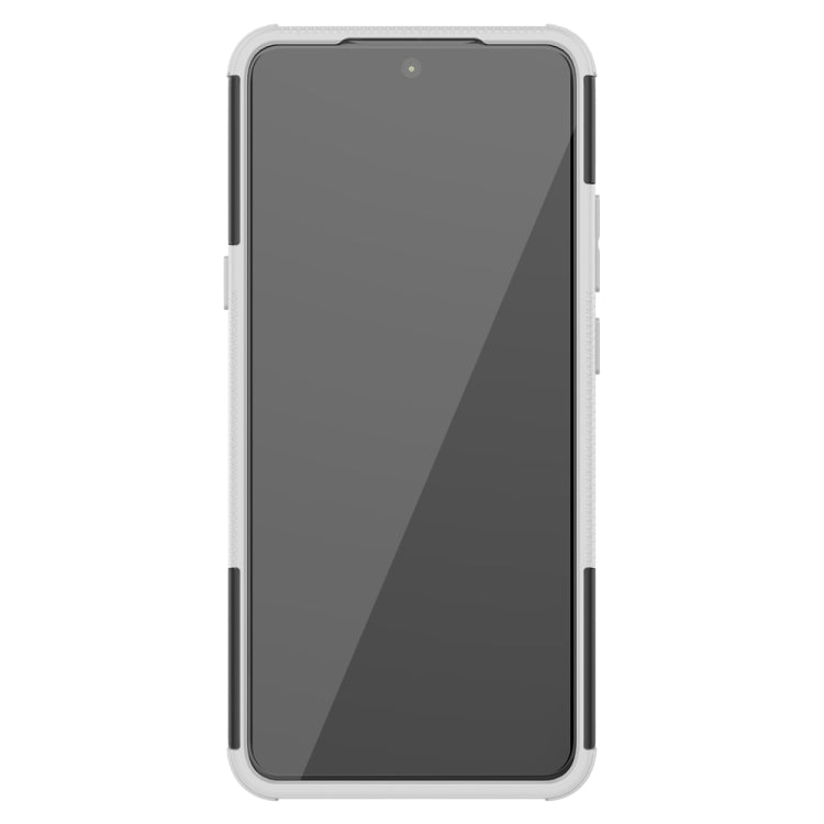 For Motorola Moto G 5G Tire Texture Shockproof TPU+PC Protective Case with Holder(White)