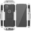 For Motorola Moto G 5G Tire Texture Shockproof TPU+PC Protective Case with Holder(White)