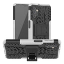 For Samsung Galaxy A32 5G Tire Texture Shockproof TPU+PC Protective Case with Holder(White)