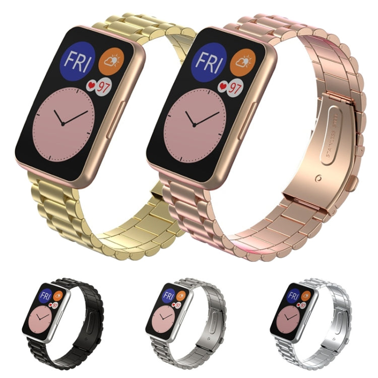 For Huawei Watch Fit Three-beads Metal Watch Band(Silver)