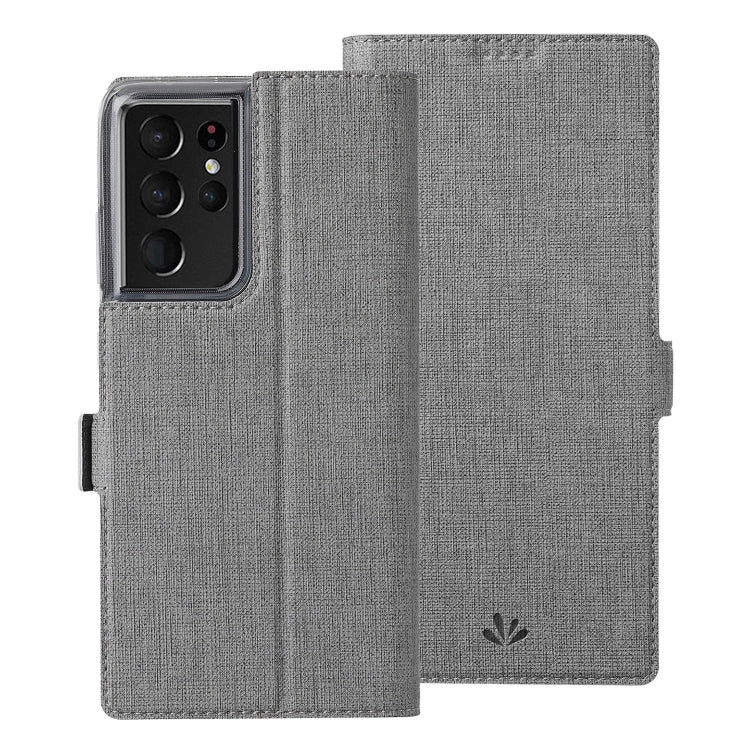For Samsung Galaxy S21 Ultra 5G ViLi K Series Shockproof TPU + PU Leather Magnetic Buckle Horizontal Flip Case with Card Slots & Wallet & Holder(Grey)