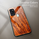For Samsung Galaxy A21s Wood Grain Glass Protective Case(M06)