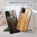 For Samsung Galaxy A21s Wood Grain Glass Protective Case(M06)
