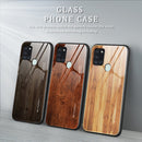 For Samsung Galaxy A21s Wood Grain Glass Protective Case(M06)