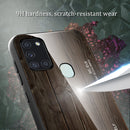 For Samsung Galaxy A21s Wood Grain Glass Protective Case(M06)