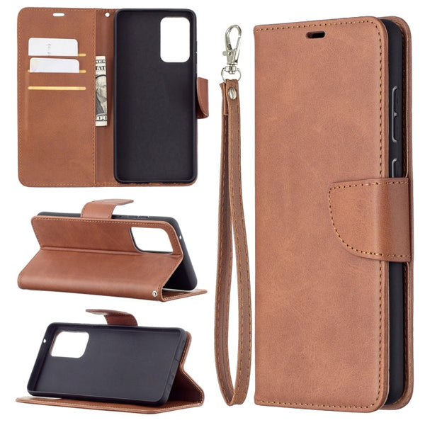 For Samsung Galaxy A72 5G / 4G Retro Lambskin Texture Pure Color Horizontal Flip PU Leather Case with Holder & Card Slots & Wallet & Lanyard(Brown)