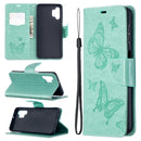 For Samsung Galaxy A32 5G Embossing Two Butterflies Pattern Horizontal Flip PU Leather Case with Holder & Card Slot & Wallet & Lanyard(Green)