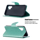 For Samsung Galaxy A32 5G Embossing Two Butterflies Pattern Horizontal Flip PU Leather Case with Holder & Card Slot & Wallet & Lanyard(Green)