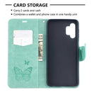For Samsung Galaxy A32 5G Embossing Two Butterflies Pattern Horizontal Flip PU Leather Case with Holder & Card Slot & Wallet & Lanyard(Green)