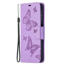 For Samsung Galaxy A32 5G Embossing Two Butterflies Pattern Horizontal Flip PU Leather Case with Holder & Card Slot & Wallet & Lanyard(Purple)