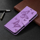 For Samsung Galaxy A32 5G Embossing Two Butterflies Pattern Horizontal Flip PU Leather Case with Holder & Card Slot & Wallet & Lanyard(Purple)