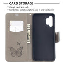 For Samsung Galaxy A32 5G Embossing Two Butterflies Pattern Horizontal Flip PU Leather Case with Holder & Card Slot & Wallet & Lanyard(Grey)