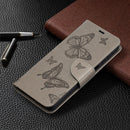For Samsung Galaxy A32 5G Embossing Two Butterflies Pattern Horizontal Flip PU Leather Case with Holder & Card Slot & Wallet & Lanyard(Grey)