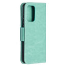 For Samsung Galaxy A52 5G / 4G Embossing Two Butterflies Pattern Horizontal Flip PU Leather Case with Holder & Card Slot & Wallet & Lanyard(Green)