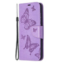For Samsung Galaxy A52 5G / 4G Embossing Two Butterflies Pattern Horizontal Flip PU Leather Case with Holder & Card Slot & Wallet & Lanyard(Purple)