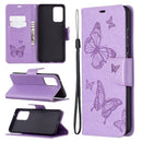 For Samsung Galaxy A72 5G / 4G Embossing Two Butterflies Pattern Horizontal Flip PU Leather Case with Holder & Card Slot & Wallet & Lanyard(Purple)
