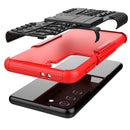 For Samsung Galaxy S21 5G Tire Texture Shockproof TPU+PC Protective Case with Holder(Red)