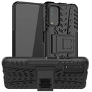 For Xiaomi Poco M3 /Redmi Note 9 4G Tire Texture Shockproof TPU+PC Protective Case with Holder(Black)