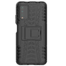For Xiaomi Poco M3 /Redmi Note 9 4G Tire Texture Shockproof TPU+PC Protective Case with Holder(Black)