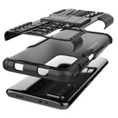 For Xiaomi Poco M3 /Redmi Note 9 4G Tire Texture Shockproof TPU+PC Protective Case with Holder(Black)
