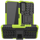 For Xiaomi Poco M3 /Redmi Note 9 4G Tire Texture Shockproof TPU+PC Protective Case with Holder(Green)