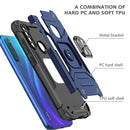 For Xiaomi Redmi Note 8 Magnetic Armor Shockproof TPU + PC Case with Metal Ring Holder(Blue)