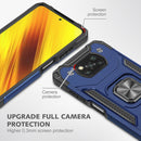For Xiaomi Poco X3 Magnetic Armor Shockproof TPU + PC Case with Metal Ring Holder(Blue)