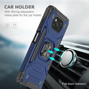 For Xiaomi Poco X3 Magnetic Armor Shockproof TPU + PC Case with Metal Ring Holder(Blue)